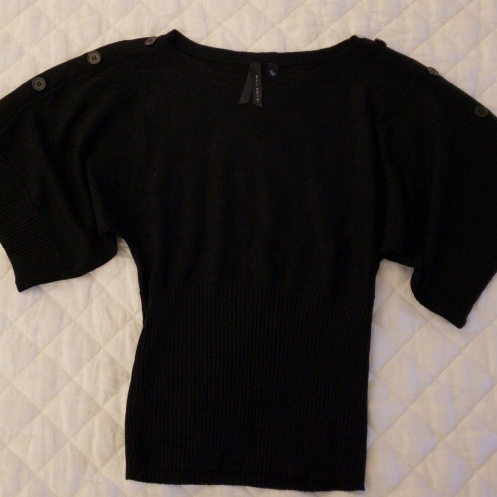 Black Willi Smith Button Sleeve Sweater